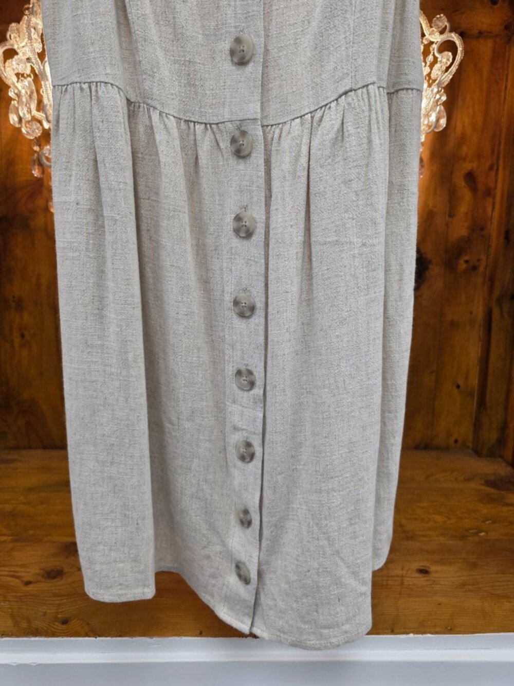 Gentle Fawn Beige Button-Front Linen Sundress SZ Medium. NWT - Picture 5 of 11